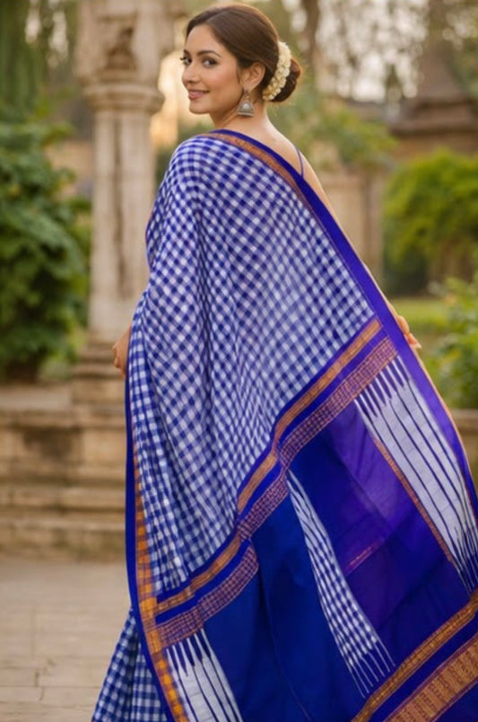 Narayanpeth - Ilkal - daily daisy (Blue micro checks ) |Powerloom