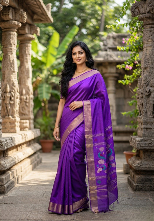 Paithani - Royal Purple Tussar | Handloom