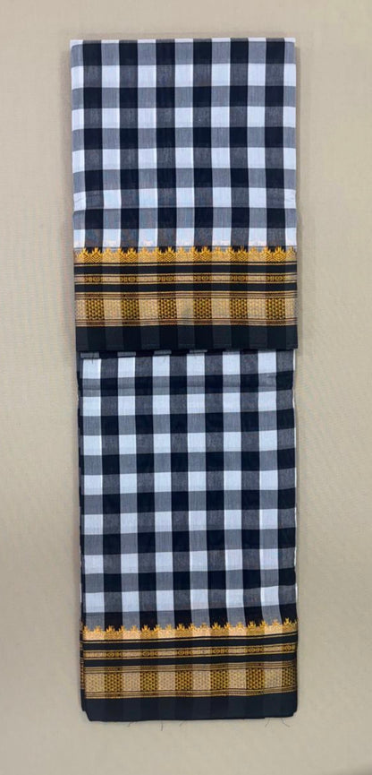 Narayanpeth - ilkal-Beauty in black and white (Big Checks) | Powerloom