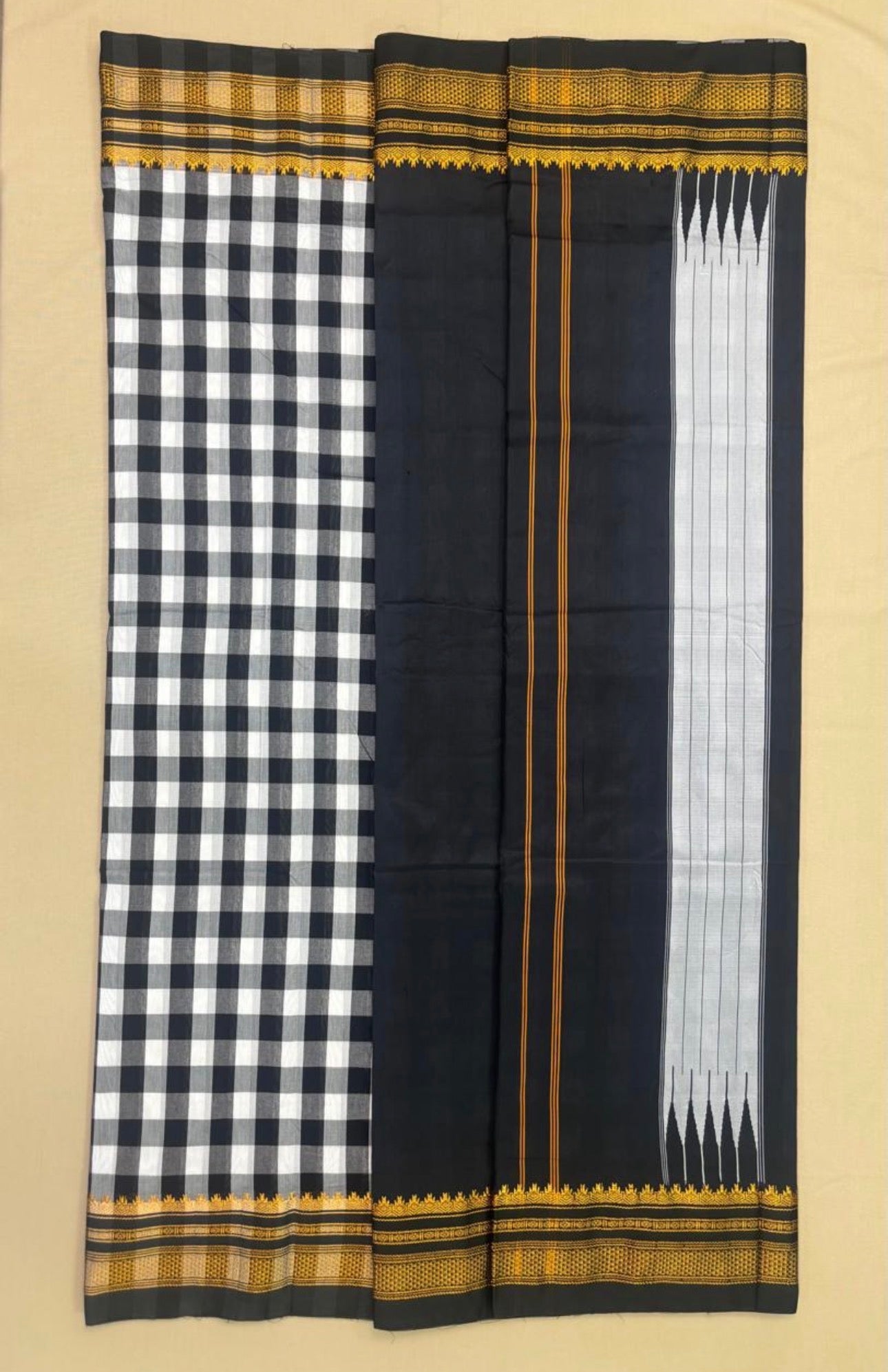 Narayanpeth - ilkal-Beauty in black and white (Big Checks) | Powerloom