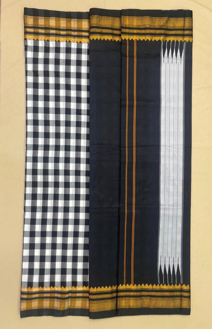 Narayanpeth - ilkal-Beauty in black and white (Big Checks) | Powerloom