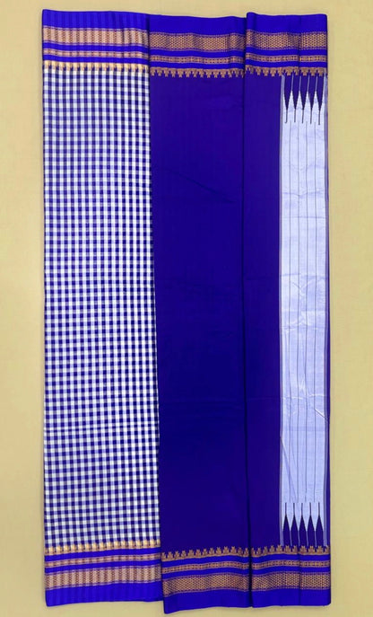 Narayanpeth - Ilkal - daily daisy (Blue micro checks ) |Powerloom