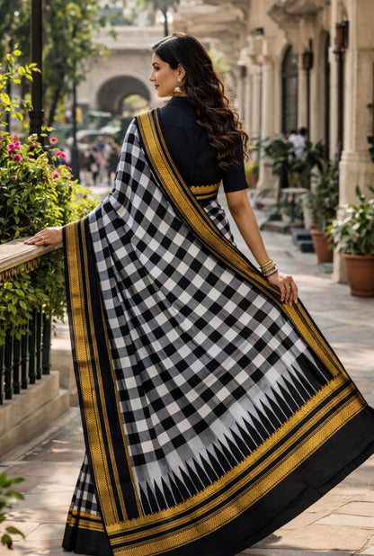 Narayanpeth - ilkal-Beauty in black and white (Big Checks) | Powerloom