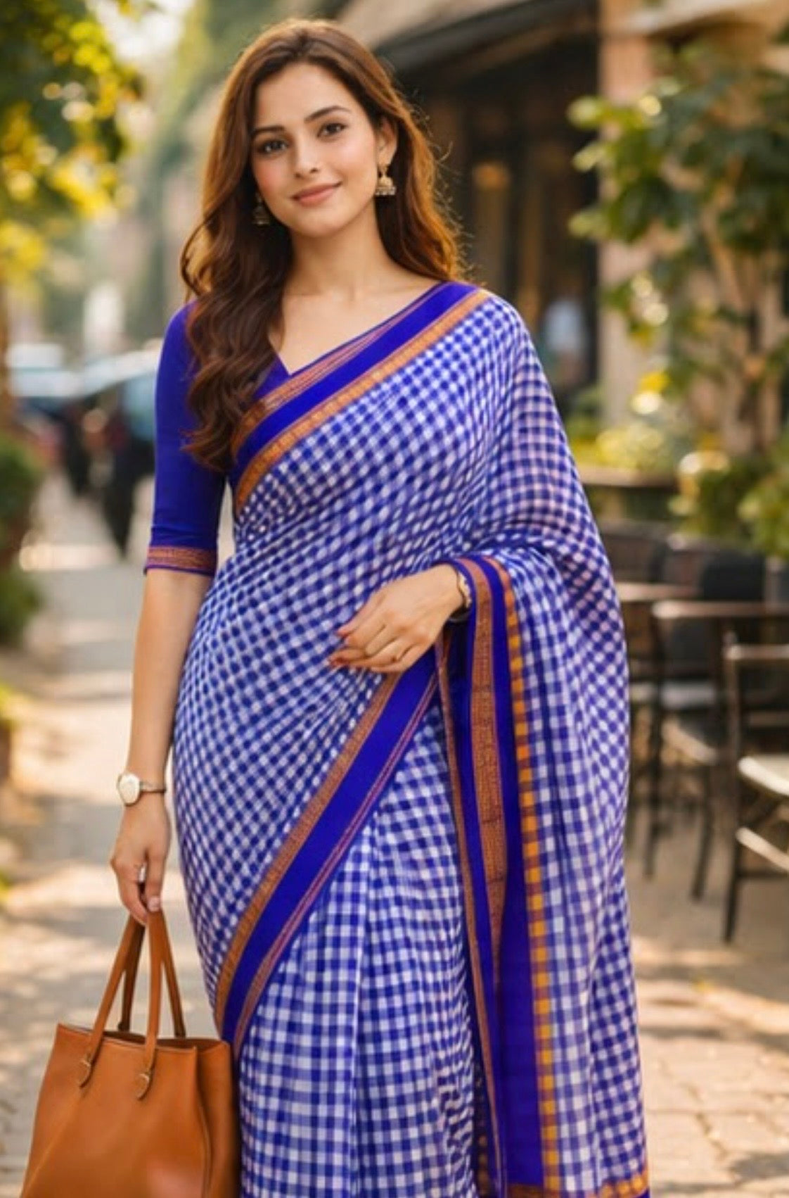 Narayanpeth - Ilkal - daily daisy (Blue micro checks ) |Powerloom